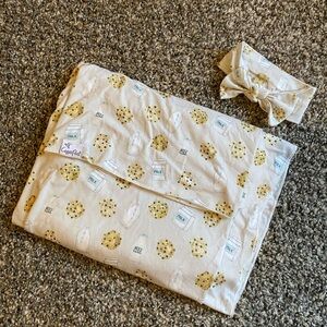 Copper Pearl Swaddle and Headband Bow Set